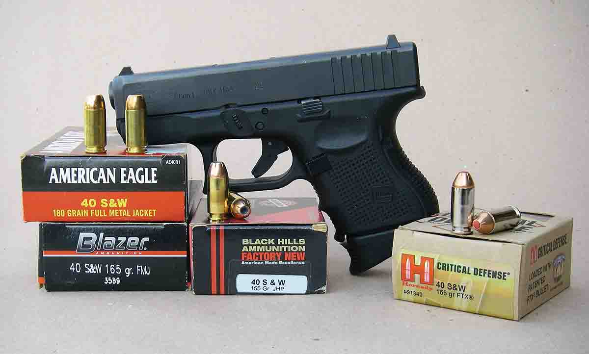 The Glock 27 Gen 4 .40 S&W was shot with a variety of factory loads and handloads.